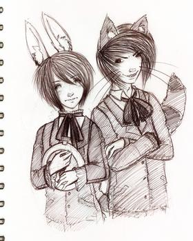 cheshire cat and white rabbit